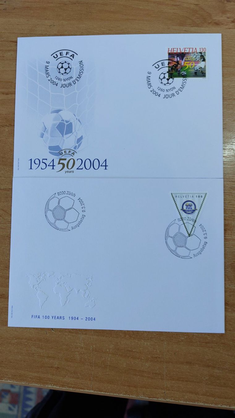 Tutti i francobolli: F1110 - 2 FDC FIFA / UEFA – Usato da Trélex venduto da Phil_Albert
