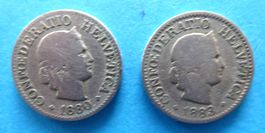 Münzen 10 Rappen 1880 und 1883