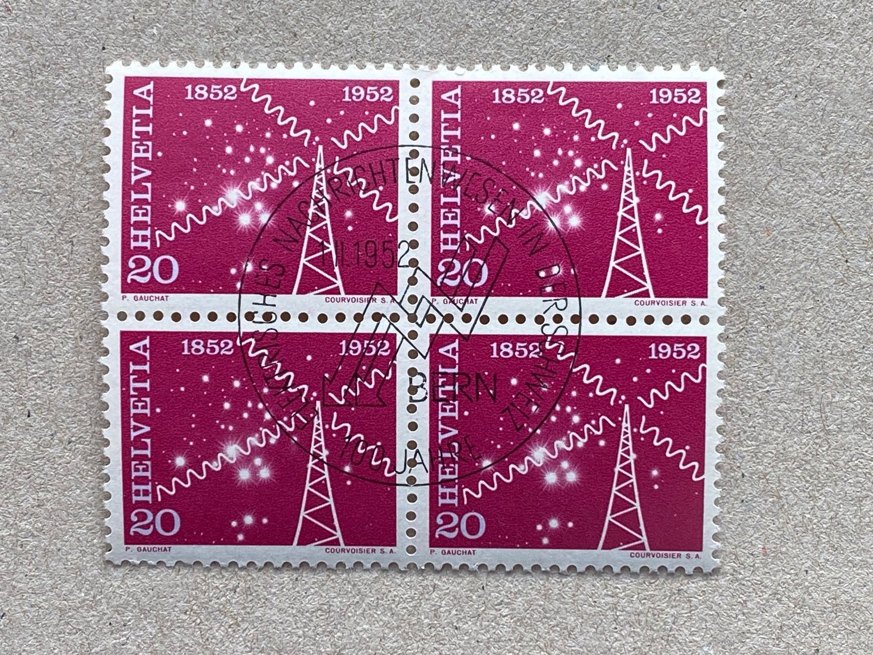 Tutti i francobolli: 311, Viererblock ET, Rückseite ** – Usato da Aarau venduto da hilde47