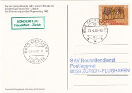 Tag d. Aerophilatelie 1987 (ZRH-Flughafen) Frauenfeld-Zürich