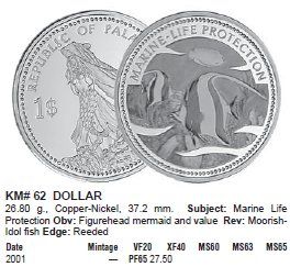 Tutti le monete: PALAU 1 DOLLAR 2001 UNZ. PROOF – Nuovo (secondo la descrizione) da winterthur venduto da CoinPassion 2