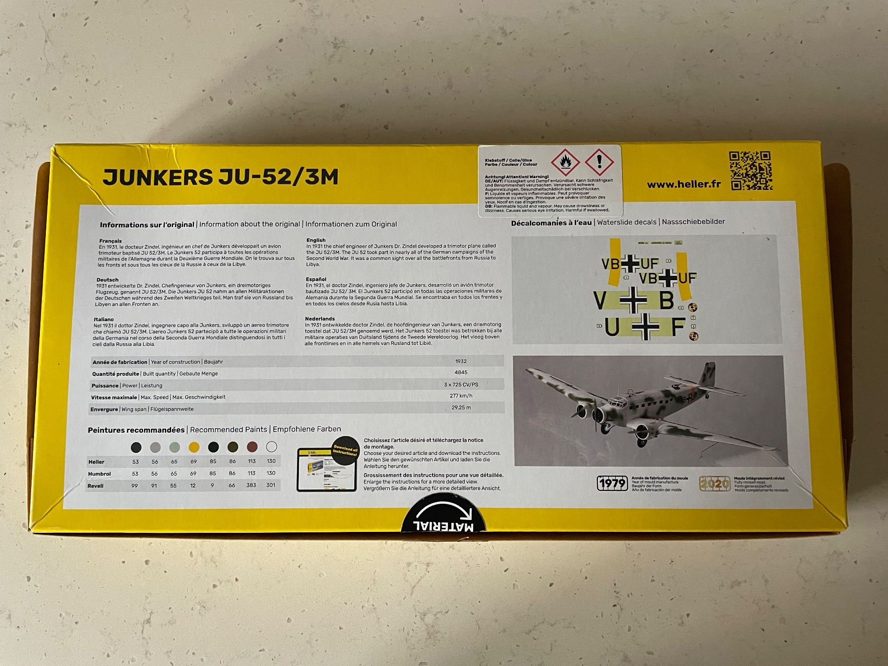 Kit di costruzioni: Bausatz JU-52 von Heller 1:72 - NEU – Nuovo e nell'imballaggio originale da Uster venduto da scp25 1
