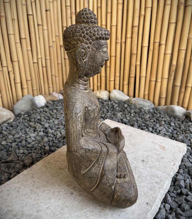 Garten Buddha Figur Meditierend Naturstein Skulptur handmade Kaufen
