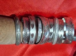 12 Stk Ringe; Vintage Stapelringe aus Neusilber ohne Punze