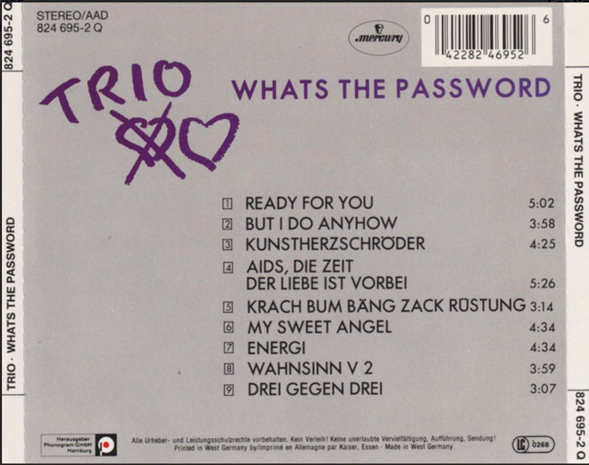 CD: Trio – Whats The Password – Usato da Brunnen venduto da Barfly5 1