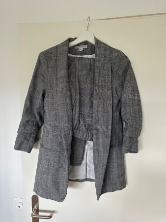 Hosenanzug Set H&M Grau mit Streifen Rosa XS Blazer Business