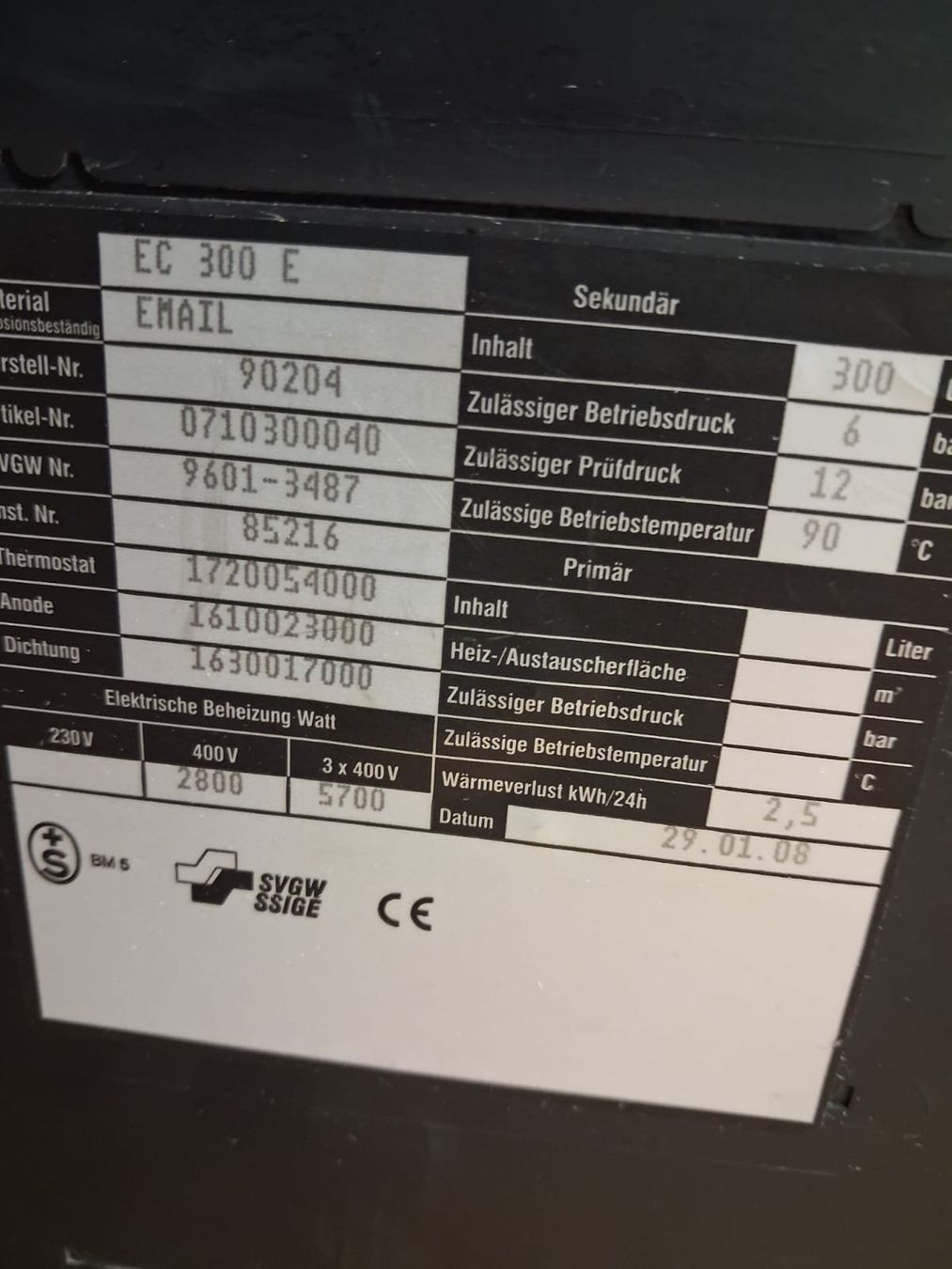 Sanitär: Boiler elektrisch 300 Liter Buma – Gebraucht aus Doppleschwand von inf_69ys 1