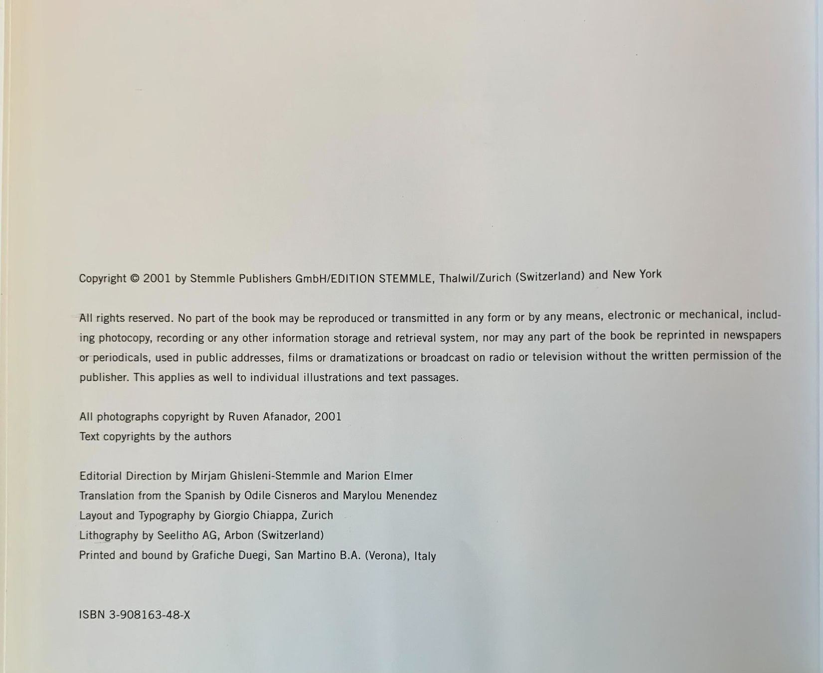 Bücher: Ruven Afanador / TORERO / Edition Stemmle, 2001 – Gebraucht aus Zürich von ZuercherBrockenhaus 7