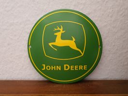 Emailschild John Deere Traktor Werkstatt Logo Emaille Schild