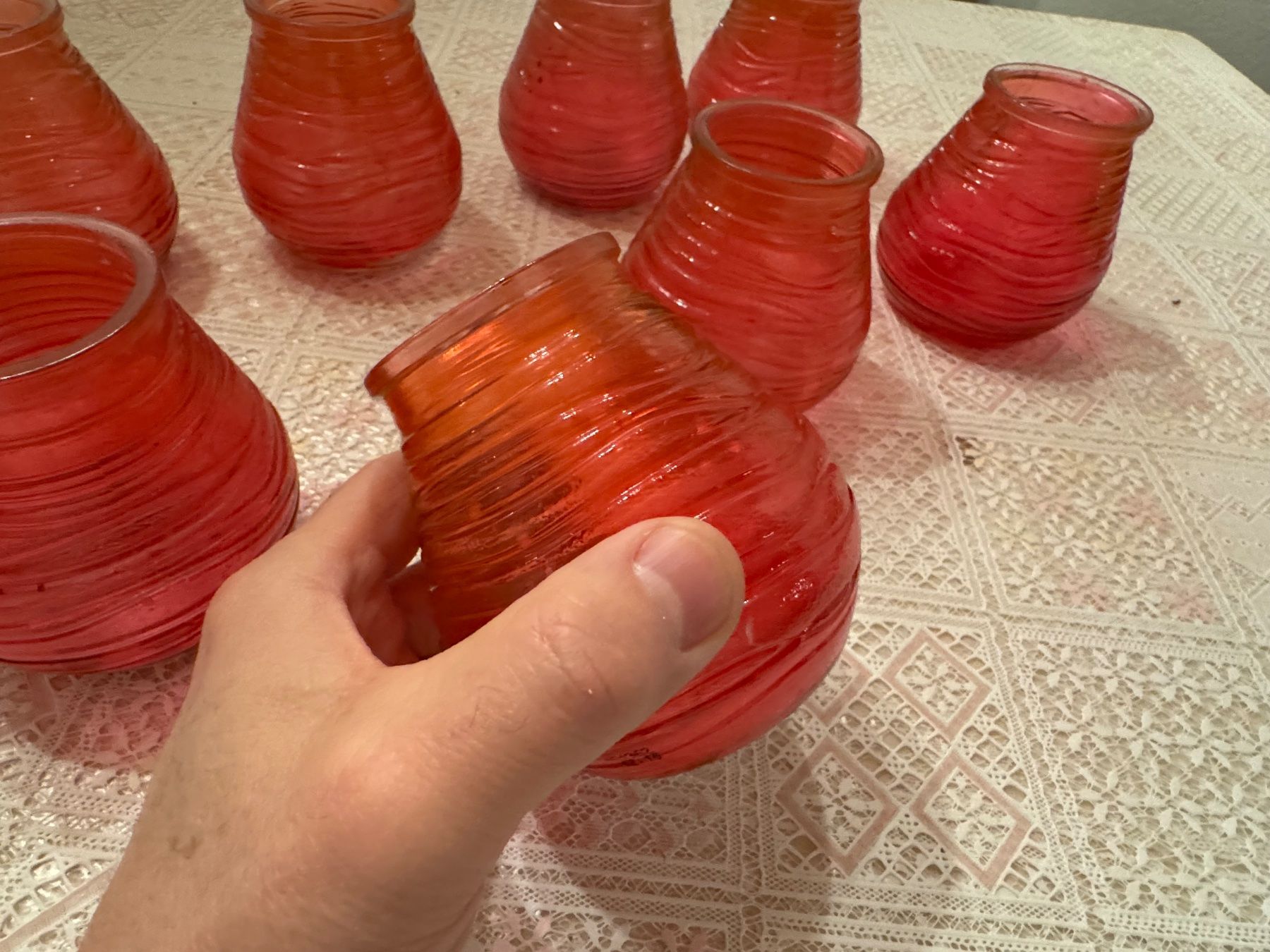 Kerzenständer: 8er Set Windlichter Glas rot gebraucht – Gebraucht aus Winterthur von sportdisco2 4