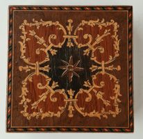 Boîte à bijoux bois décor marqueterie vintage occasion