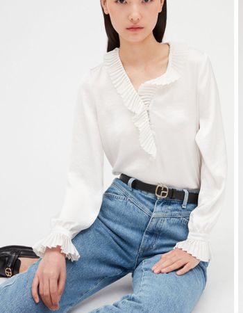 Claudie Pierlot Bonaire Bluse mit volant-besatz FR40, ECRU