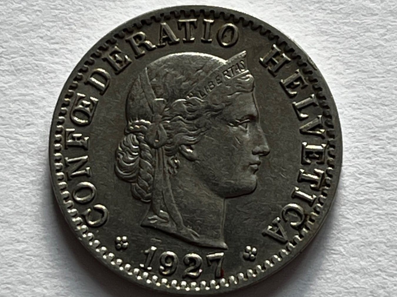 Tutti le monete: 20 Rappen, 1927, rar – Usato da Kloten venduto da BrunoK49