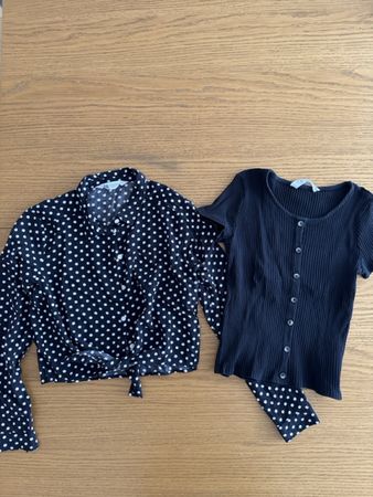 Sommer Set: Punktemuster Bluse & T-Shirt, Grösse 146