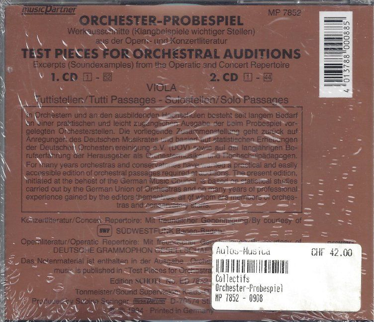 CD: CD Orchestre Probenspiel Viola Jenisch Schloifer 2 CD – Nuovo e nell'imballaggio originale da Courtepin venduto da Marisou2 1