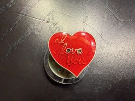 Rotes Herz Pin/Brosche "I love you" - Süsses Geschenk!