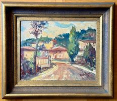 Bergami 1925 – Mediterrane Dorflandschaft, Ölbild - ∫