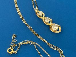 Luxus Elegante Zirkonia Kette Farbe : Gold /  weiss