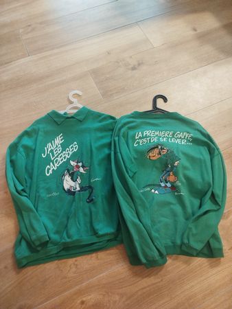 2 Sweatshirt Gaston Lagaffe années 80, vintage