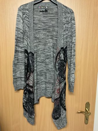 Desigual Strickjacke Damen Gr. XL grau ausgefallen stylisch