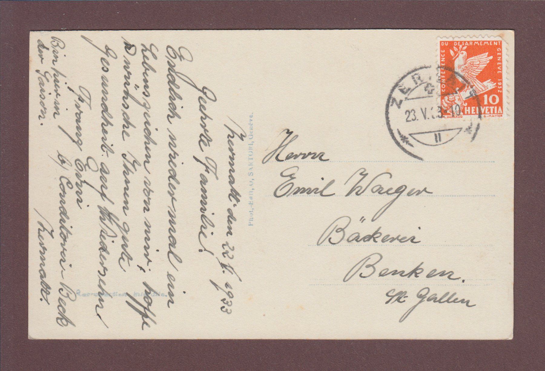 Ansichtskarten: MATTERHORN - CERVIN - 1933 – Gebraucht aus Pully von nicecards 1