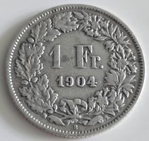 1 Franken 1904 Silbermuenze Helvetia guter Zustand