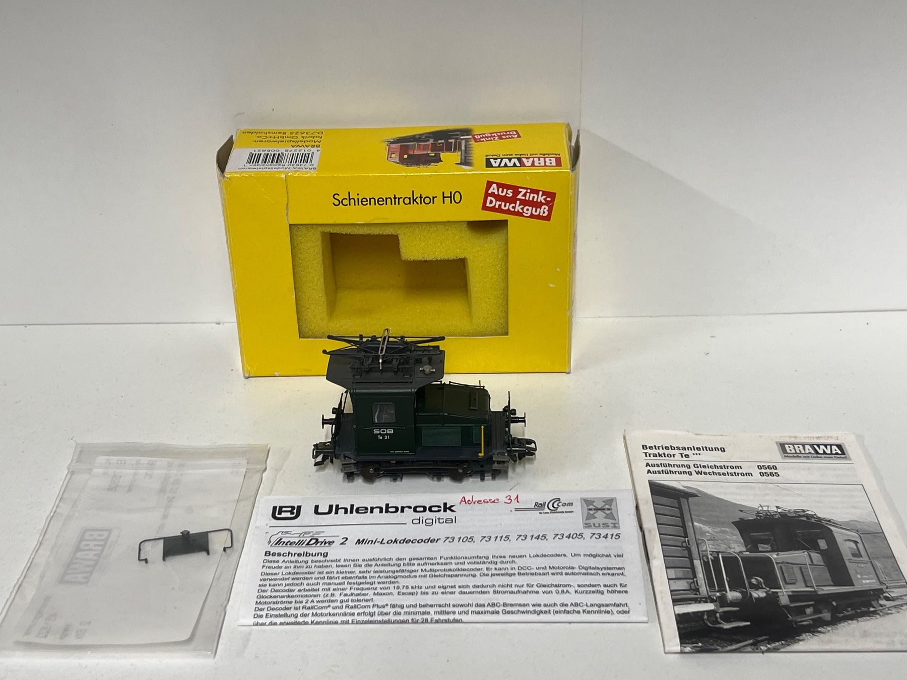 Brawa Modellini di ferrovie: Brawa SOB Te 31 Schienentraktor H0 AC Digital – Difettoso da Geroldswil venduto da TopTrain54