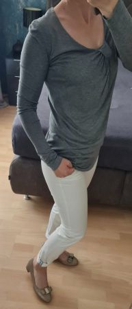 Armani Jeans Shirt, grau, V-Ausschnitt, Gr. M, neu
