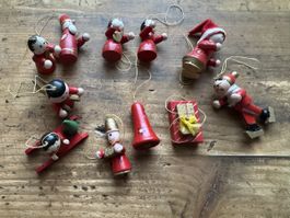 Lot alter Weihnachtsschmuck, Holzfiguren