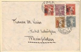 Brief mit Tellen Mischfrankatur