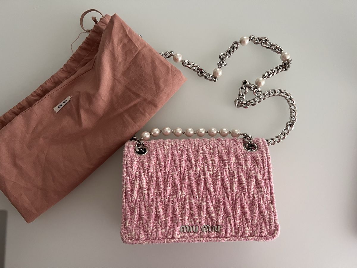 Miu Miu Borse da donna: Miu Miu Handtasche Rosa Tweed mit Perlen – Usato da Jona venduto da Ancci 1