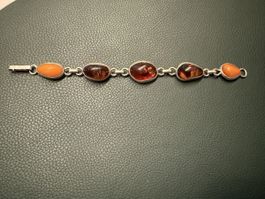 Vintage Armband 925er Silber mit Bernstein