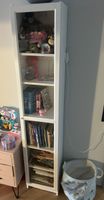 Tall White Bookcase with Glass Doors, Like New! 50cm