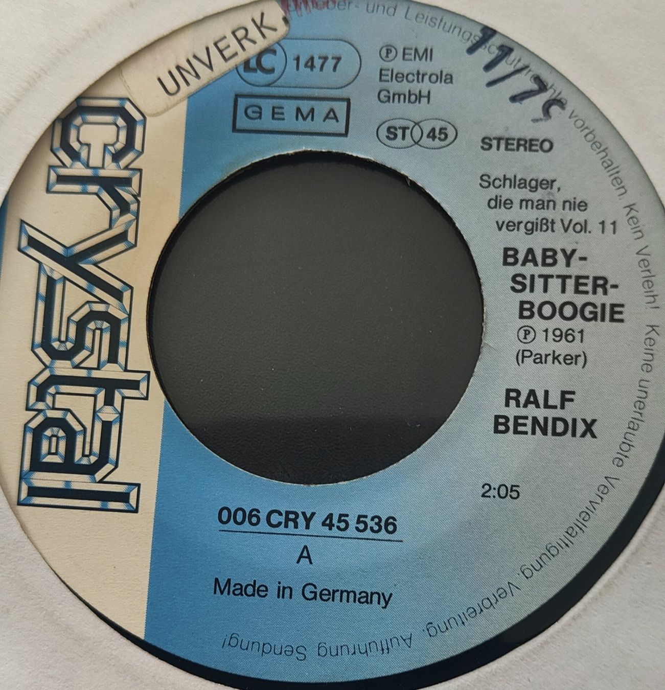 Schallplatten: Vinyl-Single Ralf Bendix - Babysitter-Boogie – Gebraucht aus Langenthal von Modo39