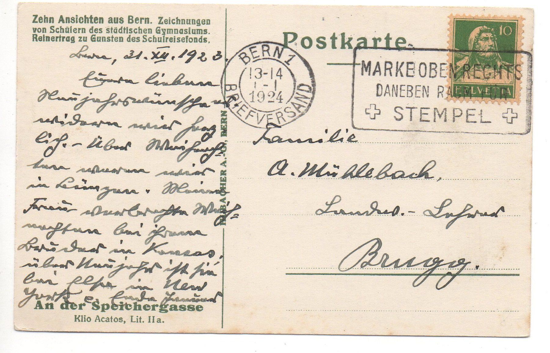 Cartoline postali: BERN Künstler-AK – Usato da Jona venduto da philajona 1