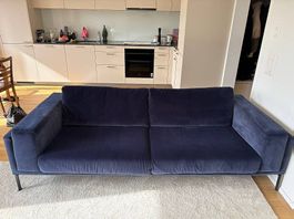 3er-Designer-Sofa in dunkelblau/navy