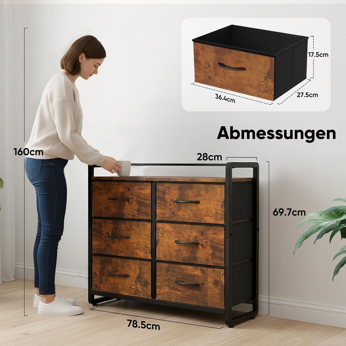 Cassettiere: Kommode 6 Schubladen Stoffbezug – Nuovo e nell'imballaggio originale da St. Gallen venduto da VerkaufsMaus50 1