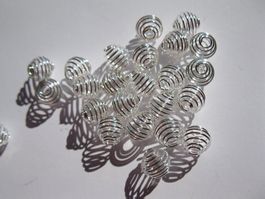 10 Metallperlen Spirale, versilbert 11x9