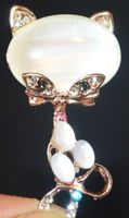 Brosche C-248 – Katze - Strass Steine - 2,5 x 4,6 cm