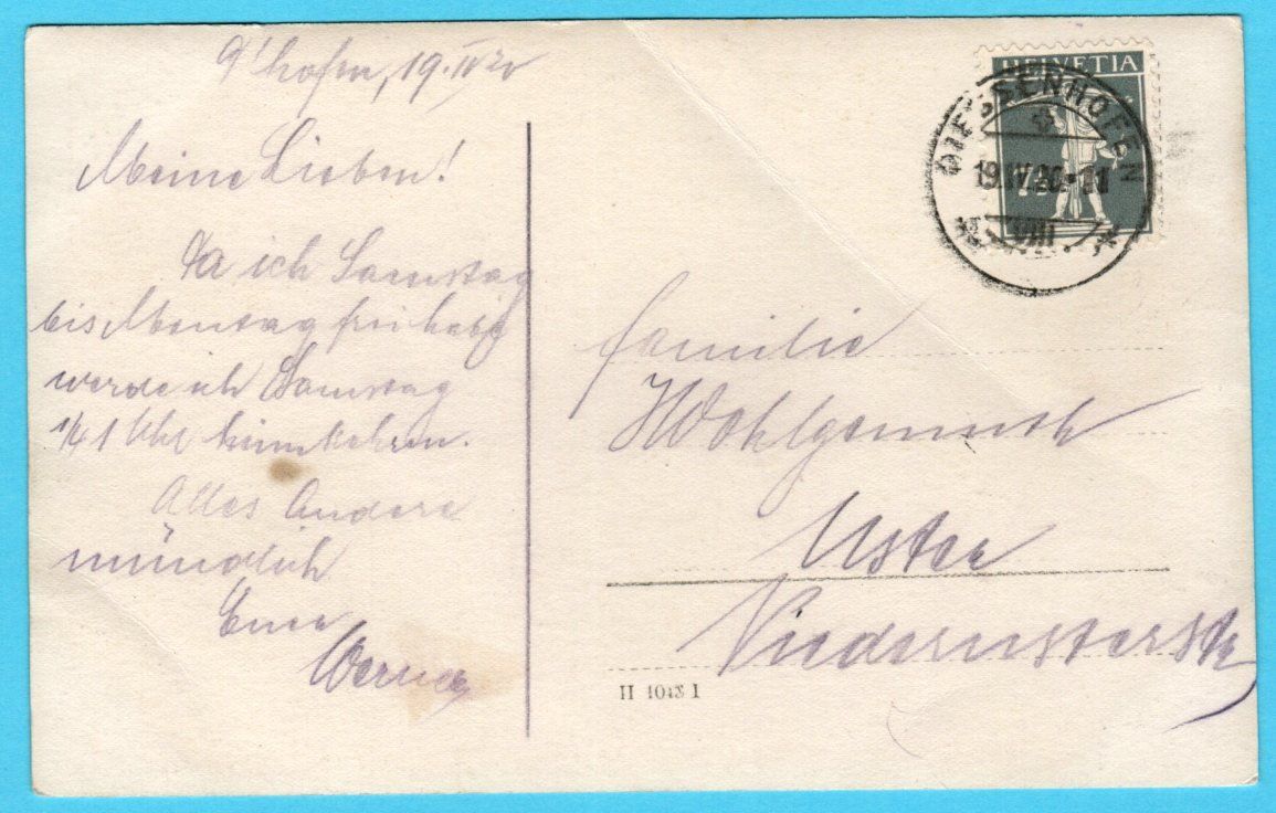 Cartoline postali: Diessenhofen 1920 geknickt – Usato da Zürich venduto da Sion2006 1