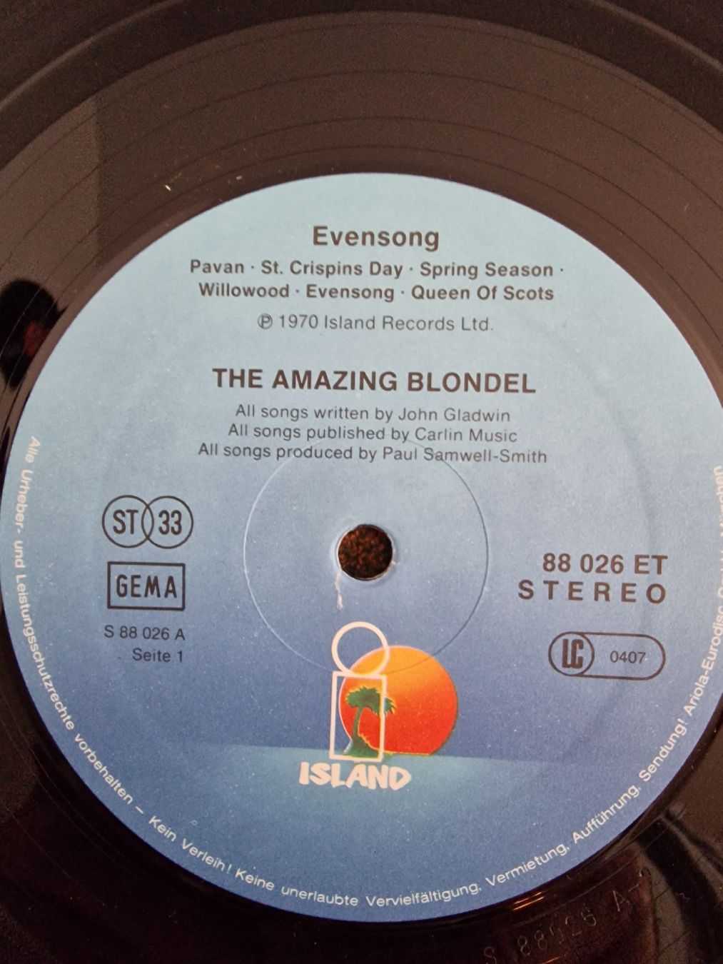 Dischi in vinile: Evensong - The Amazing Blondel – Usato da Pfaffnau venduto da gunport 2