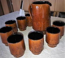 Mostkrug mit 8 Becher Töpferei Gelzer