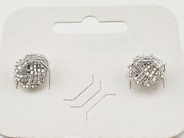 Ohrringe Ohrstecker Knoten Design Rocailles in Silber