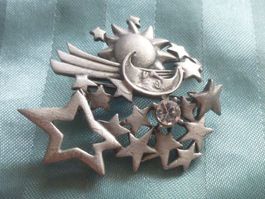 Brosche Sonne, Mond, Sterne m.Brilli