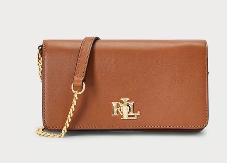 Ralph Lauren LEATHER CROSSBODY TURN-LOCK TECH CASE - braun