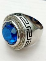 Mäander Ring blau/weiss