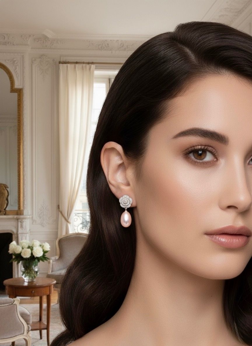 Orecchini pendenti & Orecchini a lobo: Boucles d’oreilles Perle des Roses – Nuovo e nell'imballaggio originale da St-Maurice venduto da Sandrinette123 1