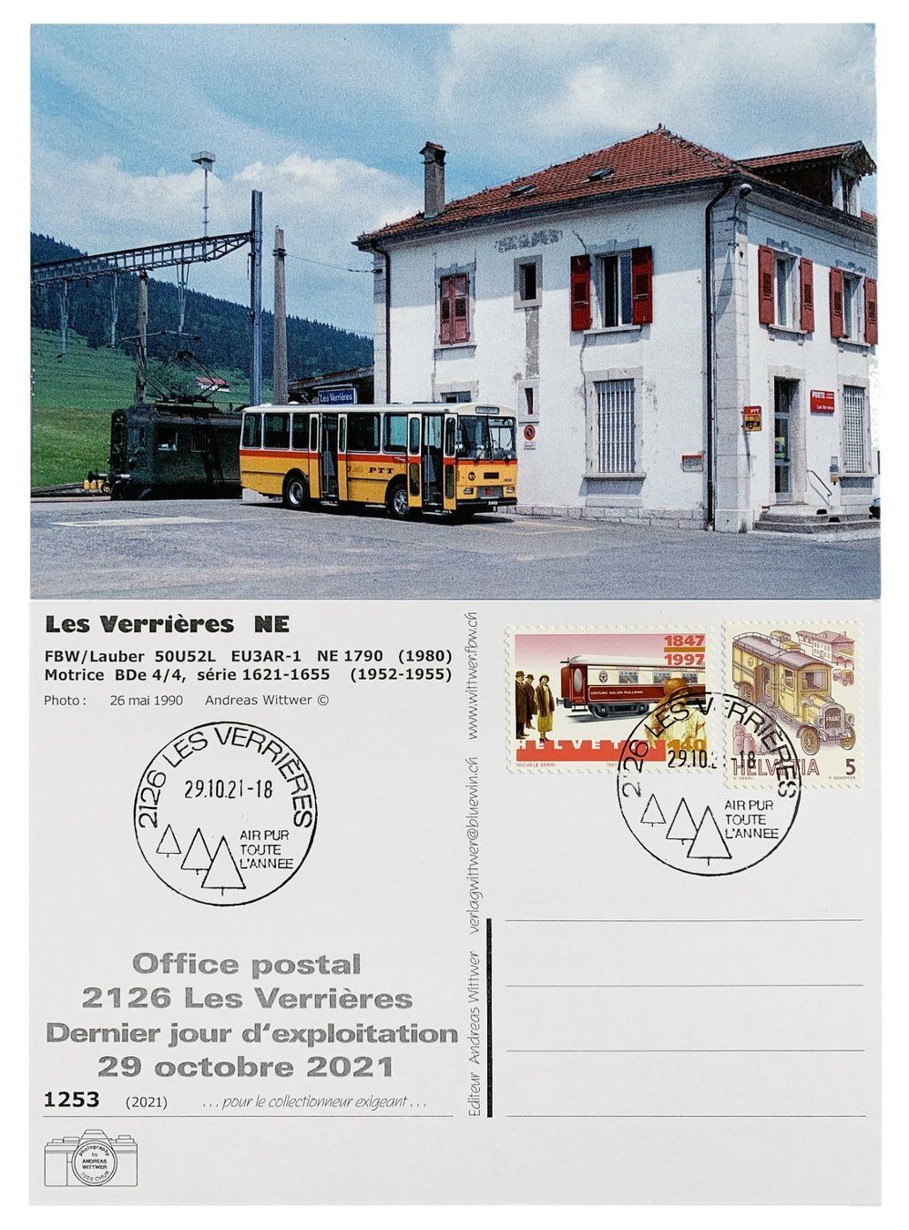 Cartoline postali: Les Verrières Jura Neuchâtel Post Postauto FBW Bahn BDe SBB – Nuovo (secondo la descrizione) da Bern venduto da AWiBe
