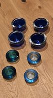 8er Set Teelichthalter, Glas, blau/türkis
