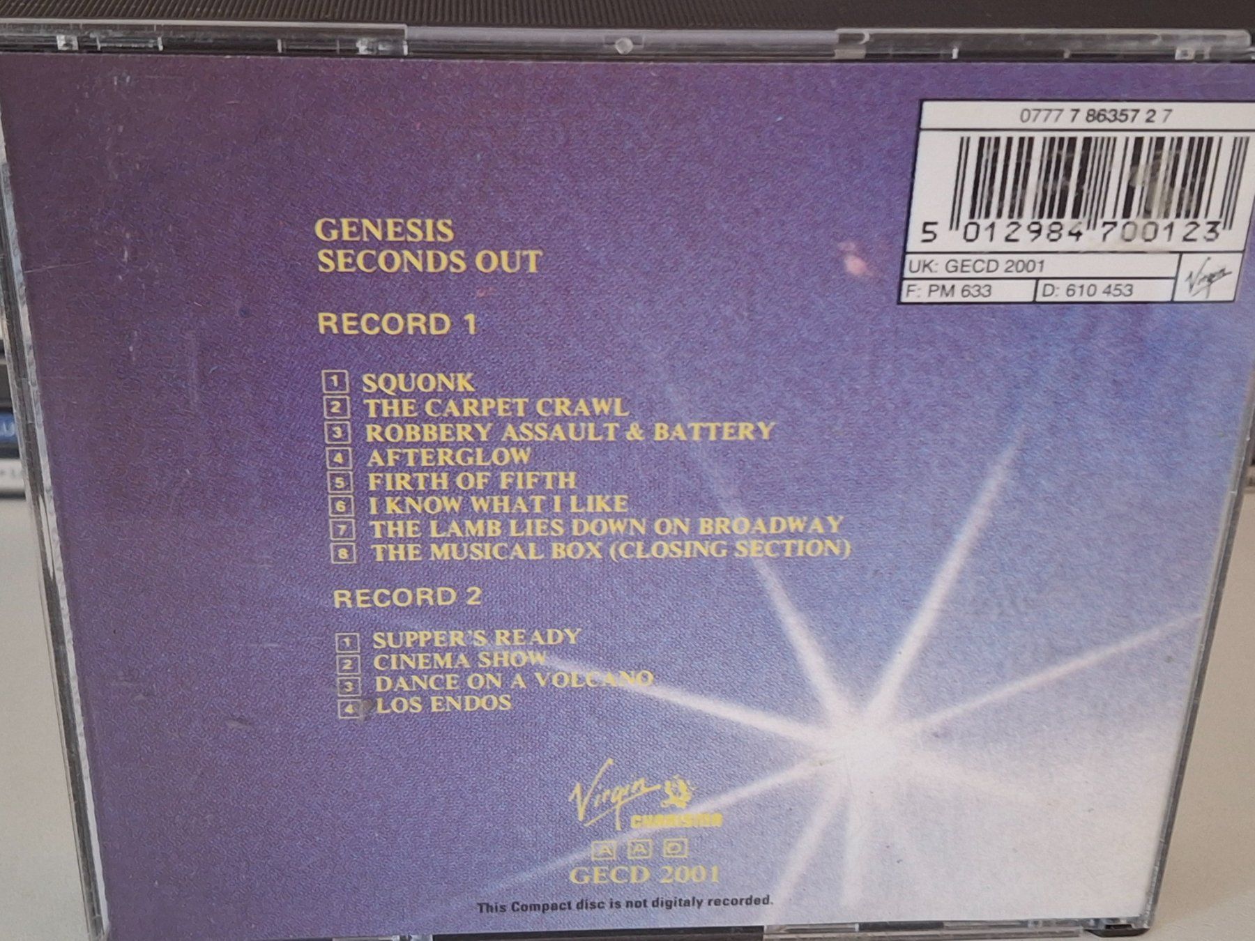 CD: 2CD GENESIS - SECONDS OUT – Usato da Aarberg venduto da Jackup1 1
